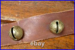 Vintage Horse Sleigh Bells 15 Amish Brass Bells with Leather Strap Buckle 68 Long