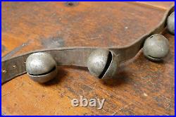 Vintage Horse Sleigh Bells 27 Amish Brass Bells with Leather Strap Buckle 82 Long