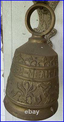 Vintage Intricate Wall Mount Brass Bell Door Knocker