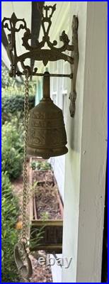 Vintage Intricate Wall Mount Brass Bell Door Knocker