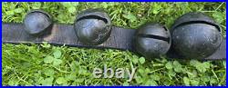 Vintage Jingle Bells Sleigh Bells On Leather Belt 8 Bells Sold As IS