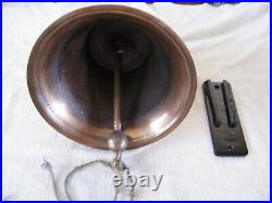 Vintage LARGE Heavy Brass Bell 10-3/4x9 Fire School Dinner Ships Wall Bell