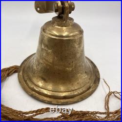 Vintage Large Brass Bell School play ground Home 5 tall 6.25 dia dinner bell