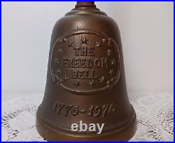 Vintage Large Brass Bronze School Hand Held Bell Wood Handle Beautiful Sound