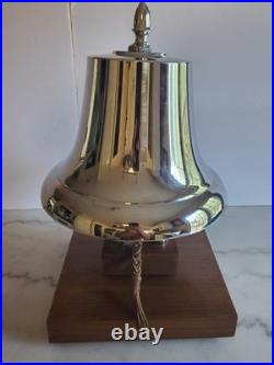Vintage Large Chrome Brass Mac Fire Truck Bell 12 inch base 37lbs with display