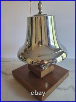 Vintage Large Chrome Brass Mac Fire Truck Bell 12 inch base 37lbs with display