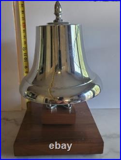 Vintage Large Chrome Brass Mac Fire Truck Bell 12 inch base 37lbs with display