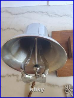 Vintage Large Chrome Brass Mac Fire Truck Bell 12 inch base 37lbs with display