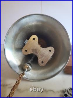 Vintage Large Chrome Brass Mac Fire Truck Bell 12 inch base 37lbs with display