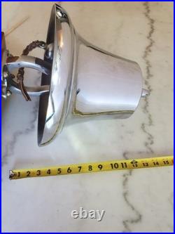 Vintage Large Chrome Brass Mac Fire Truck Bell 12 inch base 37lbs with display
