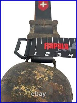 Vintage Large Swiss Copper Cow Bell w Strap & Brass Buckle RED Shield RED CROSS