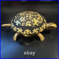 Vintage Large Turtle Bell Boj Eibar Spain Damasquina Brass Wind Up