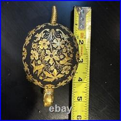 Vintage Large Turtle Bell Boj Eibar Spain Damasquina Brass Wind Up