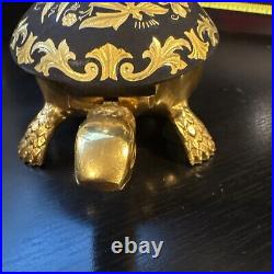 Vintage Large Turtle Bell Boj Eibar Spain Damasquina Brass Wind Up