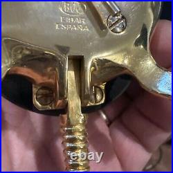 Vintage Large Turtle Bell Boj Eibar Spain Damasquina Brass Wind Up
