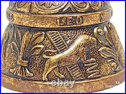 Vintage Latin Brass Bell LEONINUS PELICANUS AQVILA Religious Symbolism