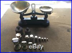 Vintage Libra Scale England Kitchen Scales with Brass Bell Imperial Metric Weights