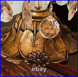 Vintage Lily Pad Lamp 3 Tier Prism Ornate Base Sculptured Bases RARE 2, PAIR SET