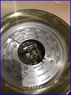 Vintage Marine Chelsea Clock Co 5-1/2 Brass Screw Ship's Bell Barometer. Broken