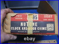 Vintage Mid Century 1950s NuTone K-35 Clock Door Chime Bell Ivory Brass NIB NEW