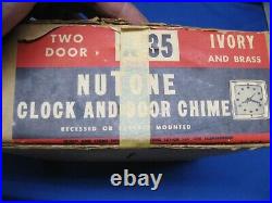 Vintage Mid Century 1950s NuTone K-35 Clock Door Chime Bell Ivory Brass NIB NEW