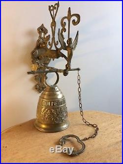 Vintage Monastery Latin Inscription Brass Period Door Bell Over 2kg