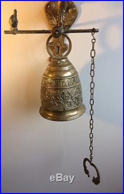 Vintage Monastery Latin Inscription Brass Period Door Bell Over 2kg