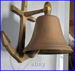 Vintage Nautical Anchor Wall Brass Bell 6 Height Rustic Maritime Decor With Rop