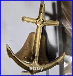 Vintage Nautical Anchor Wall Brass Bell 6 Height Rustic Maritime Decor With Rop