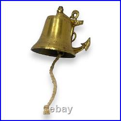 Vintage Nautical Antique Brass Pirate Ship's Ornamental Anchor Bell Wall Decor