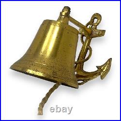 Vintage Nautical Antique Brass Pirate Ship's Ornamental Anchor Bell Wall Decor