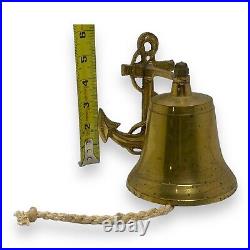 Vintage Nautical Antique Brass Pirate Ship's Ornamental Anchor Bell Wall Decor