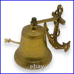 Vintage Nautical Antique Brass Pirate Ship's Ornamental Anchor Bell Wall Decor