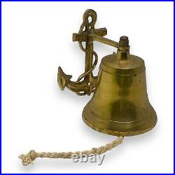 Vintage Nautical Antique Brass Pirate Ship's Ornamental Anchor Bell Wall Decor