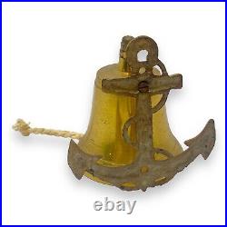 Vintage Nautical Antique Brass Pirate Ship's Ornamental Anchor Bell Wall Decor