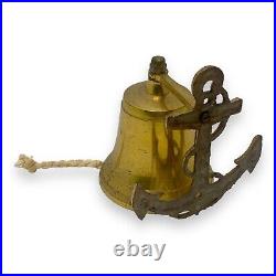 Vintage Nautical Antique Brass Pirate Ship's Ornamental Anchor Bell Wall Decor