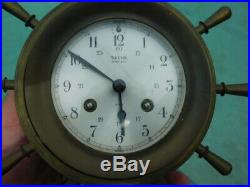 Vintage Nautical Salem Ship's Bell Brass 8-Day Clock & Matching Wheel Barometer