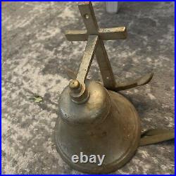 Vintage Navy style Brass Ship Bell With Anchor & Clangor 8 3/ Tall 7 Wide Bell