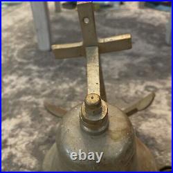 Vintage Navy style Brass Ship Bell With Anchor & Clangor 8 3/ Tall 7 Wide Bell