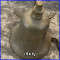 Vintage Navy style Brass Ship Bell With Anchor & Clangor 8 3/ Tall 7 Wide Bell