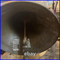Vintage Navy style Brass Ship Bell With Anchor & Clangor 8 3/ Tall 7 Wide Bell