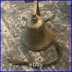 Vintage Navy style Brass Ship Bell With Anchor & Clangor 8 3/ Tall 7 Wide Bell