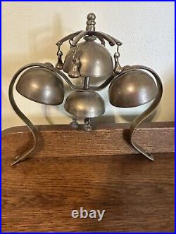 Vintage Nickel Brass 4-Bell Tower Carriage Buggy Sleigh Bells