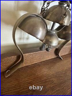 Vintage Nickel Brass 4-Bell Tower Carriage Buggy Sleigh Bells