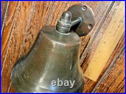 Vintage Old 6 Bronze/brass Bell With Wall Mount, Nice Age/patina