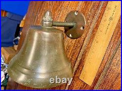 Vintage Old 6 Bronze/brass Bell With Wall Mount, Nice Age/patina