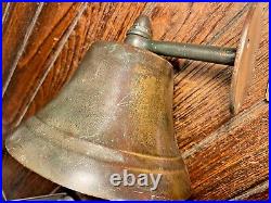 Vintage Old 6 Bronze/brass Bell With Wall Mount, Nice Age/patina