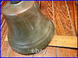 Vintage Old 6 Bronze/brass Bell With Wall Mount, Nice Age/patina