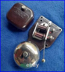 Vintage Old Original Electric Gec Bakelite Nickel Brass Door Alarm Butler Bell