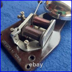 Vintage Old Original Electric Gec Bakelite Nickel Brass Door Alarm Butler Bell